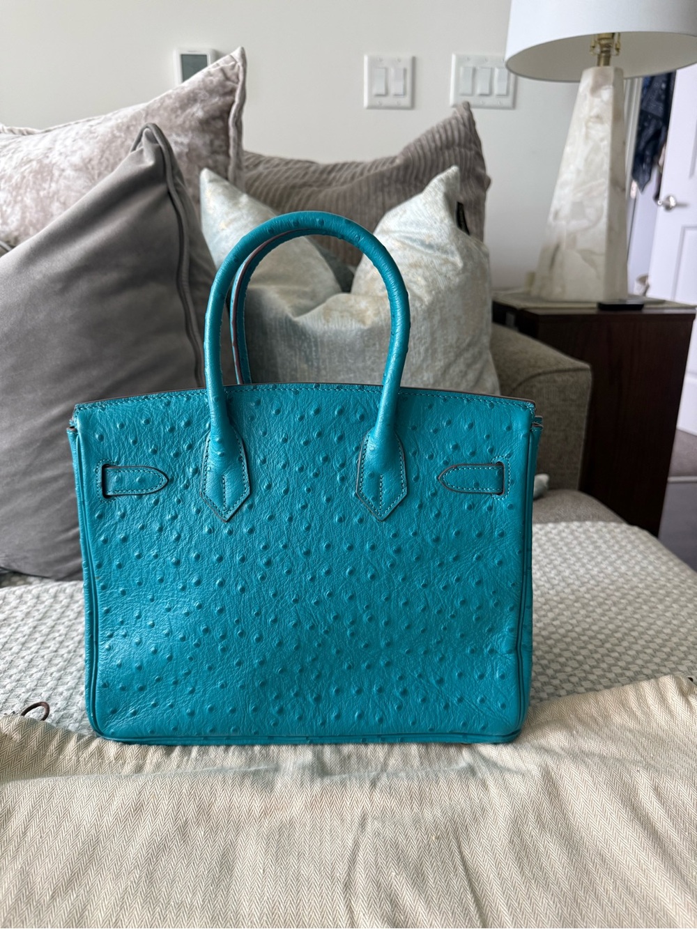 Textured Turquoise Satchel Tote - Women Bags